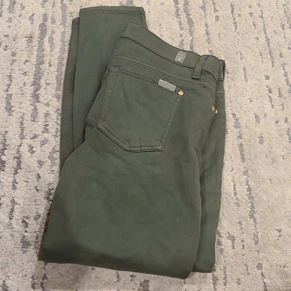 7 for all mankind Skinny Green Denim.jesns with zippers down the leg - Picture 9 of 9